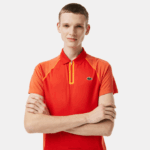 Lacoste polo de poliéster reciclado de tênis com tecnologia ultra-dry homens vermelho laranja xim 88BL139 - Image 2
