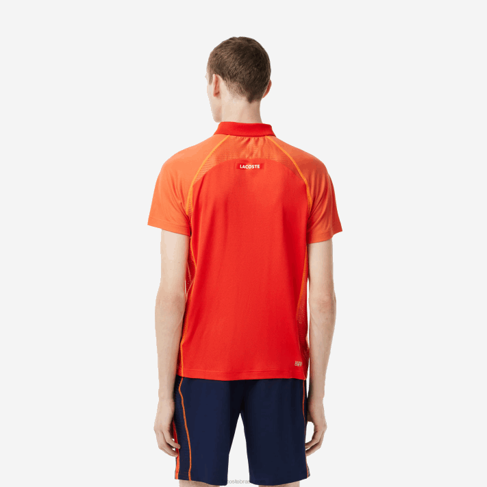 Lacoste polo de poliéster reciclado de tênis com tecnologia ultra-dry homens vermelho laranja xim 88BL139 - Image 3
