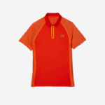 Lacoste polo de poliéster reciclado de tênis com tecnologia ultra-dry homens vermelho laranja xim 88BL139 - Image 4