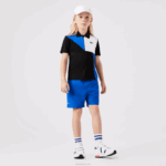 Lacoste polo de tênis color block esportivo crianças preto azul branco 7ke 88BL3150 - Image 2