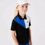 Lacoste polo de tênis color block esportivo crianças preto azul branco 7ke 88BL3150