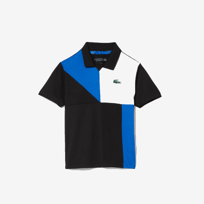 Lacoste polo de tênis color block esportivo crianças preto azul branco 7ke 88BL3150 - Image 4