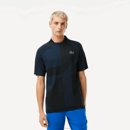 Lacoste polo de tênis esportivo slim fit sem costura homens preto azul 985 88BL770