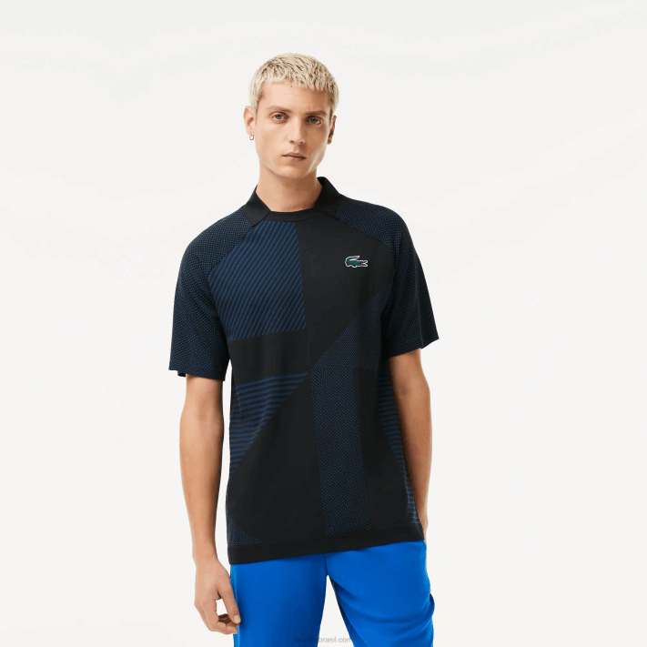 Lacoste polo de tênis esportivo slim fit sem costura homens preto azul 985 88BL770 - Image 1