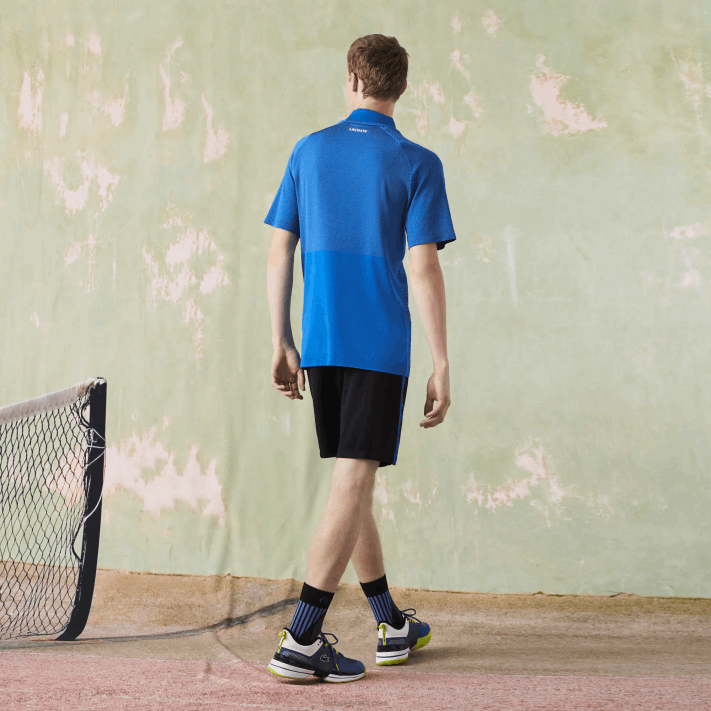 Lacoste polo de tênis esportivo slim fit sem costura homens pth amarelo azul 88BL771 - Image 3