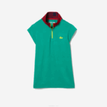 Lacoste polo de tênis gola alta com zíper esportivo mulheres verde azul marinho vermelho sr9 88BL2500 - Image 4