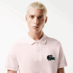Lacoste polo em piquê de algodão orgânico homens rosa claro t03 88BL576