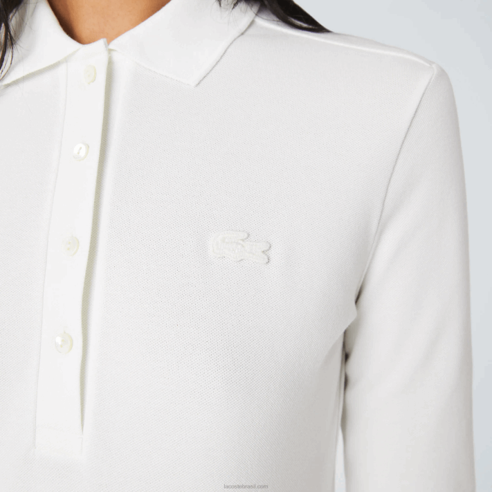 Lacoste polo em piquê stretch slim fit mulheres branco 70v 88BL2480 - Image 2
