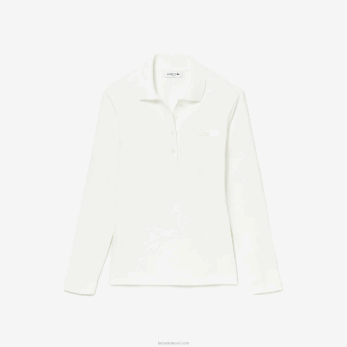 Lacoste polo em piquê stretch slim fit mulheres branco 70v 88BL2480 - Image 4