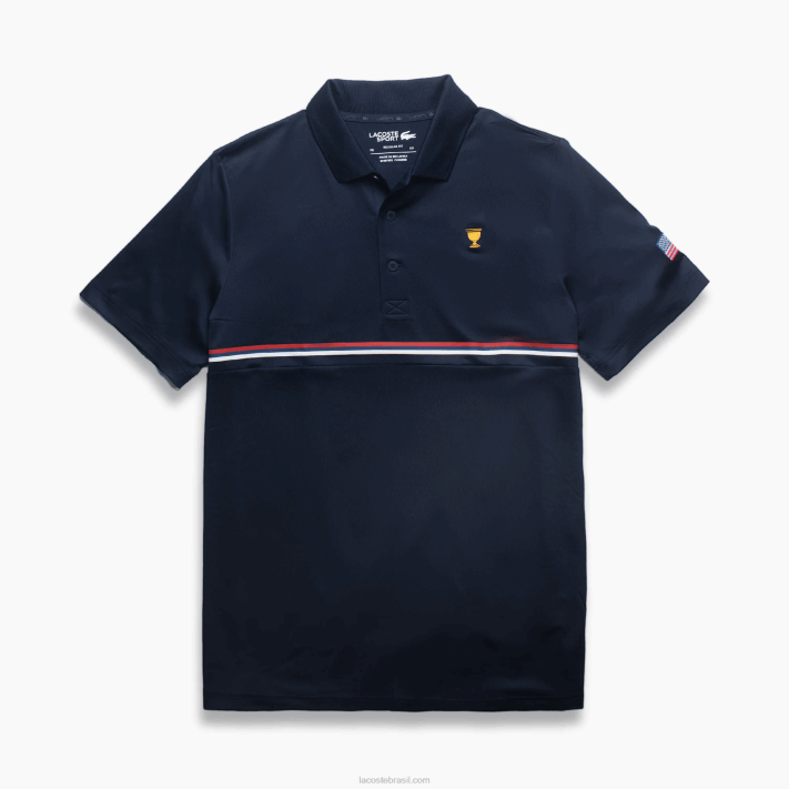 Lacoste polo esportivo da copa dos presidentes homens azul marinho vermelho branco t55 88BL1217 - Image 1