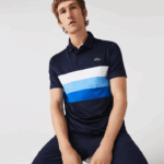 Lacoste polo esportivo de golfe com listras tricolores homens azul marinho azul zf2 88BL826 - Image 2