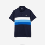 Lacoste polo esportivo de golfe com listras tricolores homens azul marinho azul zf2 88BL826 - Image 4