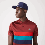 Lacoste polo esportivo de golfe com listras tricolores homens bordeaux vermelho verde azul yjy 88BL825