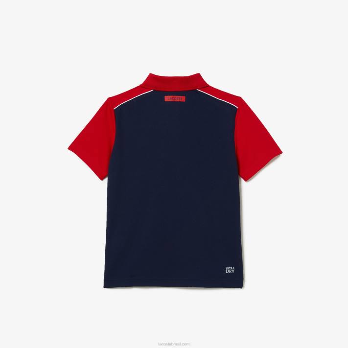 Lacoste polo esportivo ultra-dry em piquê Rapazes vermelho azul marinho 528 88BL3163 - Image 2