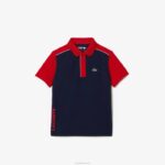 Lacoste polo esportivo ultra-dry em piquê Rapazes vermelho azul marinho 528 88BL3163