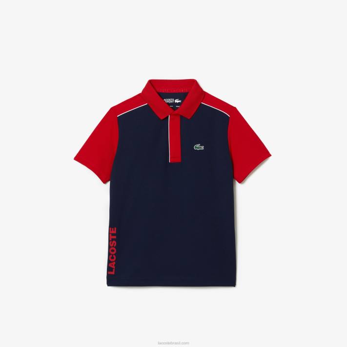 Lacoste polo esportivo ultra-dry em piquê Rapazes vermelho azul marinho 528 88BL3163 - Image 1