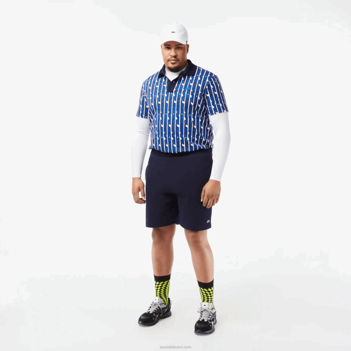Lacoste Polo estampada bicolor Active Movement homens branco azul qualquer 88BL4 - Image 6