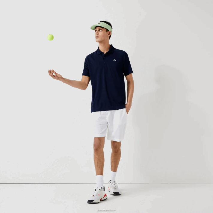 Lacoste polo interlock respirável e resistente à abrasão esportivo homens azul marinho 166 88BL166 - Image 2