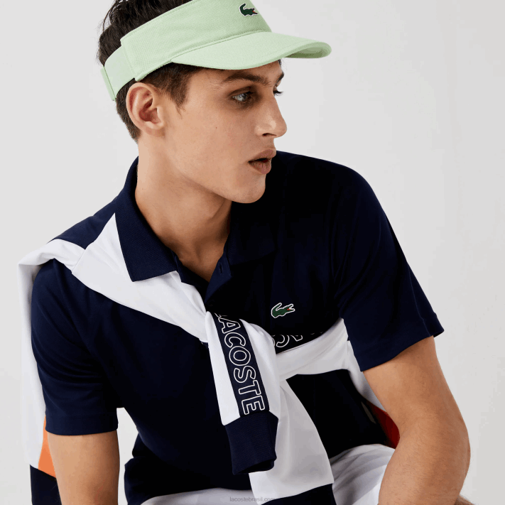 Lacoste polo interlock respirável e resistente à abrasão esportivo homens azul marinho 166 88BL166 - Image 6