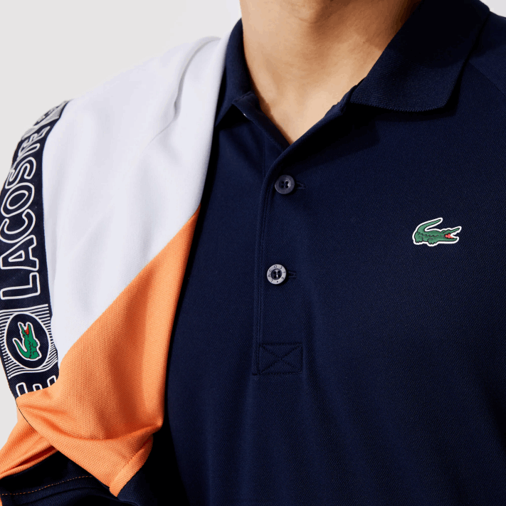Lacoste polo interlock respirável e resistente à abrasão esportivo homens azul marinho 166 88BL166 - Image 7