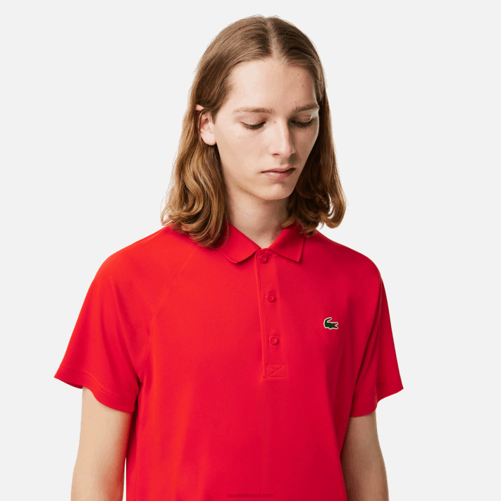 Lacoste polo interlock respirável e resistente à abrasão esportivo homens vermelho s5h 88BL163 - Image 2