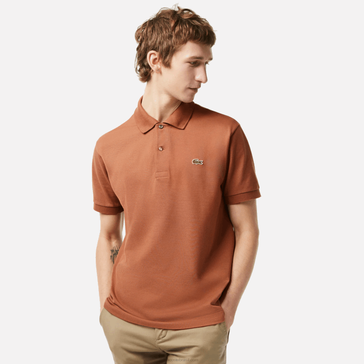 Lacoste polo l.12.12 original homens lfa marrom claro 88BL104 - Image 1