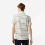 Lacoste pólo listrado de poliéster reciclado de golfe homens branco bege azul marinho verde xiq 88BL114 - Image 3