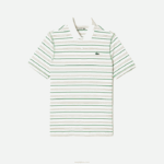 Lacoste pólo listrado de poliéster reciclado de golfe homens branco bege azul marinho verde xiq 88BL114 - Image 4