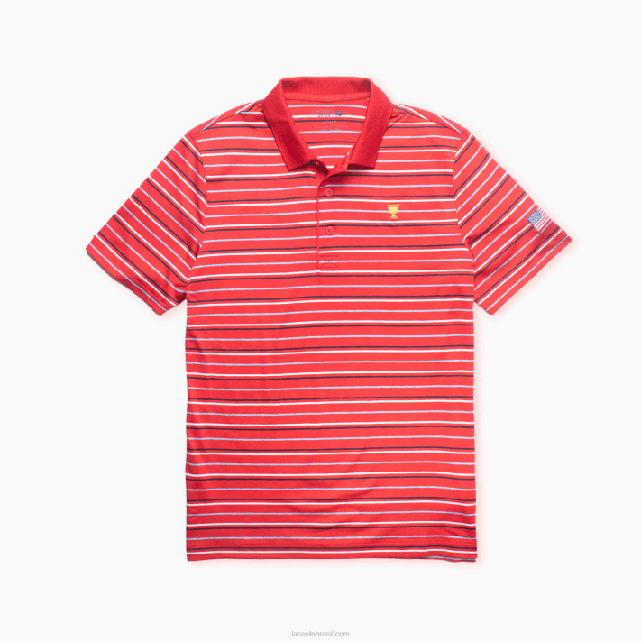 Lacoste polo listrado esporte da copa dos presidentes homens vermelho azul marinho branco t73 88BL1228 - Image 1