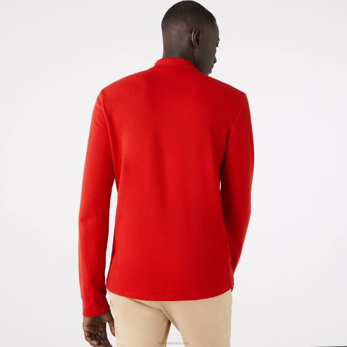 Lacoste polo manga longa L.12.12 original homens vermelho 240 88BL727 - Image 3
