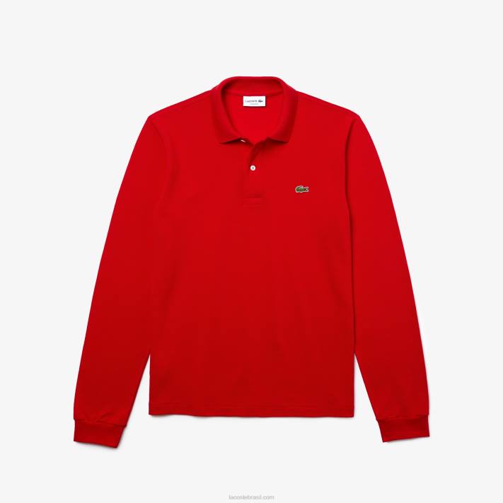 Lacoste polo manga longa L.12.12 original homens vermelho 240 88BL727 - Image 4