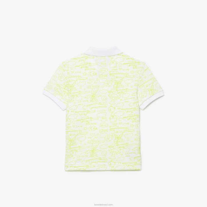 Lacoste polo petit piquê de algodão orgânico gráfico crianças branco 001 88BL2957 - Image 2