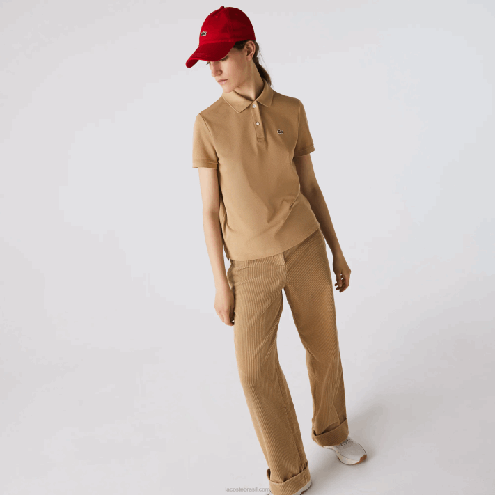 Lacoste polo petit piquet de algodão macio de ajuste regular mulheres bege 02s 88BL2493 - Image 2
