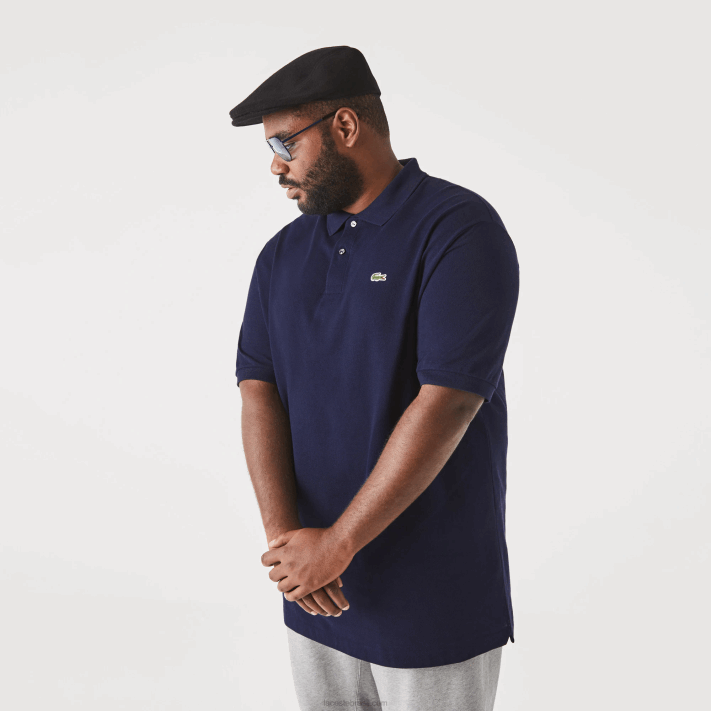 Lacoste polo petit piquet de algodão - plus size - alto homens azul marinho 166 88BL189 - Image 4