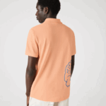 Lacoste polo piquê de algodão com estampa de crocodilo regular fit homens heb laranja claro 88BL647 - Image 3