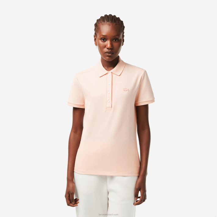 Lacoste polo piquê de algodão elástico slim fit mulheres rosa claro 88BL2508 - Image 1