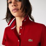 Lacoste polo piquê de algodão orgânico slim fit made in france mulheres vermelho branco azul marinho vlp 88BL2506 - Image 2
