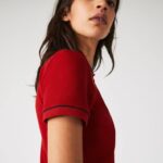 Lacoste polo piquê de algodão orgânico slim fit made in france mulheres vermelho branco azul marinho vlp 88BL2506 - Image 3
