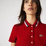 Lacoste polo piquê de algodão orgânico slim fit made in france mulheres vermelho branco azul marinho vlp 88BL2506 - Image 5