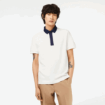 Lacoste polo piquê de algodão orgânico smart paris homens branco azul marinho ev0 88BL194