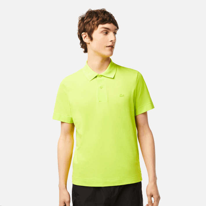 Lacoste pólo piquê de algodão respirável de movimento ativo homens amarelo 90v 88BL261 - Image 1