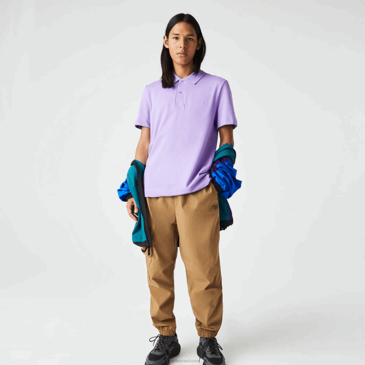 Lacoste pólo piquê de algodão respirável de movimento ativo homens gfu roxo 88BL602 - Image 2