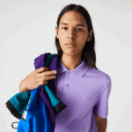 Lacoste pólo piquê de algodão respirável de movimento ativo homens gfu roxo 88BL602