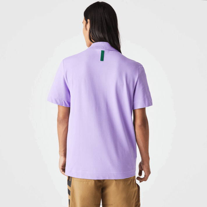 Lacoste pólo piquê de algodão respirável de movimento ativo homens gfu roxo 88BL602 - Image 3