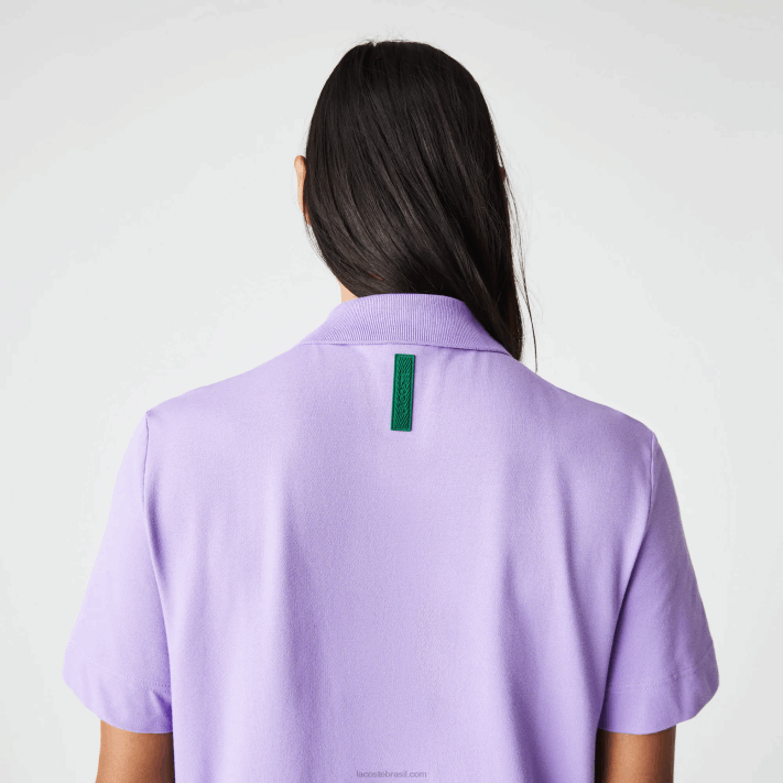 Lacoste pólo piquê de algodão respirável de movimento ativo homens gfu roxo 88BL602 - Image 8
