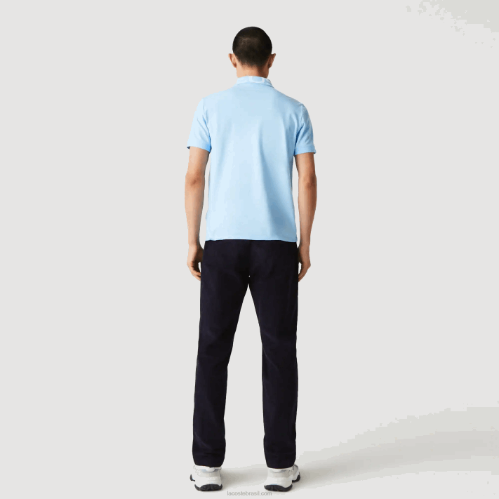 Lacoste polo piquet slim fit gola com letras respirável leve homens hbp azul 88BL900 - Image 3