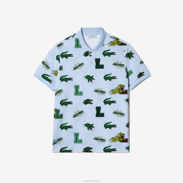 lacoste_polo_regular_fit_com_estampa_de_crocodilo_homens_eep_branco_azul_88bl629.png Lacoste polo regular fit com estampa de crocodilo homens eep branco azul 88BL629 - Image 1