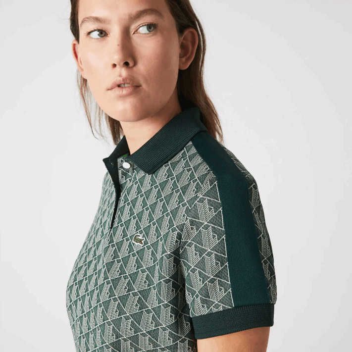 Lacoste polo regular fit com estampa de monograma mulheres verde bege 7m4 88BL2474 - Image 2