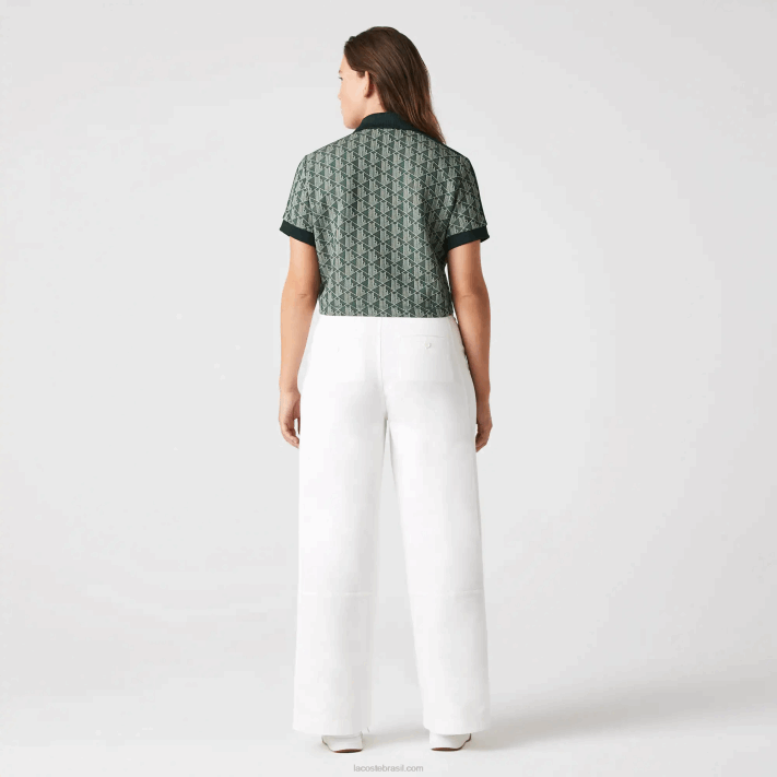 Lacoste polo regular fit com estampa de monograma mulheres verde bege 7m4 88BL2474 - Image 3