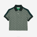 Lacoste polo regular fit com estampa de monograma mulheres verde bege 7m4 88BL2474 - Image 4